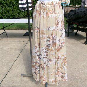NWT MLLE GABRIELLE BEIGE FLORAL PRINT MAXI SKIRT L